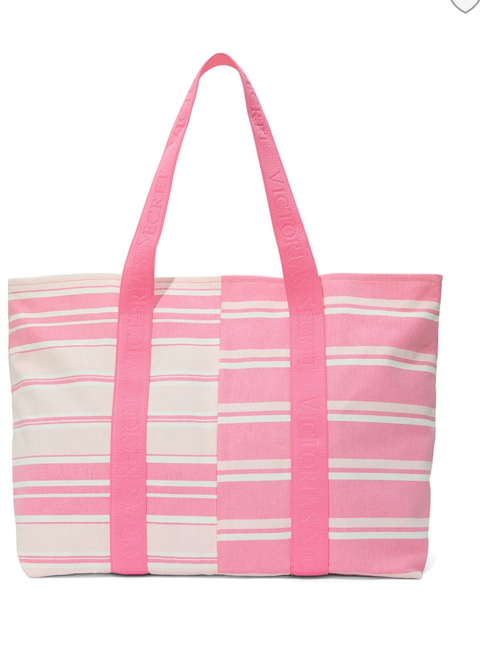 Victoria's Secret Pink & Cream Striped Canvas Tote